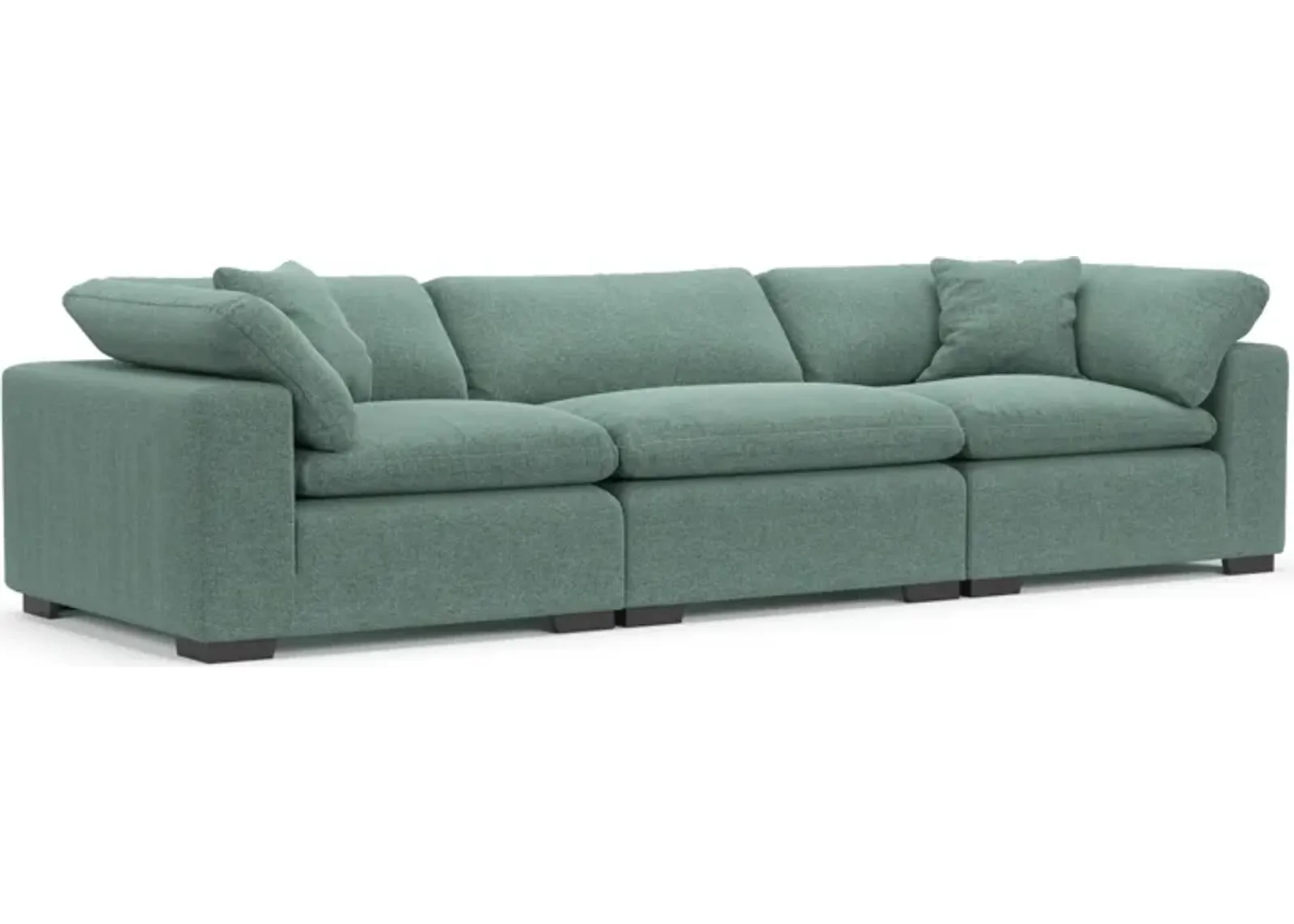 Plush Feathered Comfort Eco Performance Fabric 3-Piece Sofa - Bridger Jade