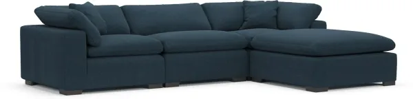 Plush Feathered Comfort Eco Performance Fabric 3-Piece Sofa and Ottoman - Broderick Indigo