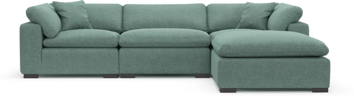 Plush Feathered Comfort Eco Performance Fabric 3-Piece Sofa and Ottoman - Bridger Jade