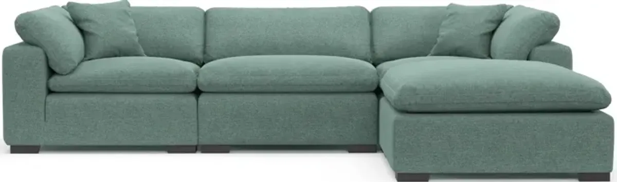 Plush Feathered Comfort Eco Performance Fabric 3-Piece Sofa and Ottoman - Bridger Jade