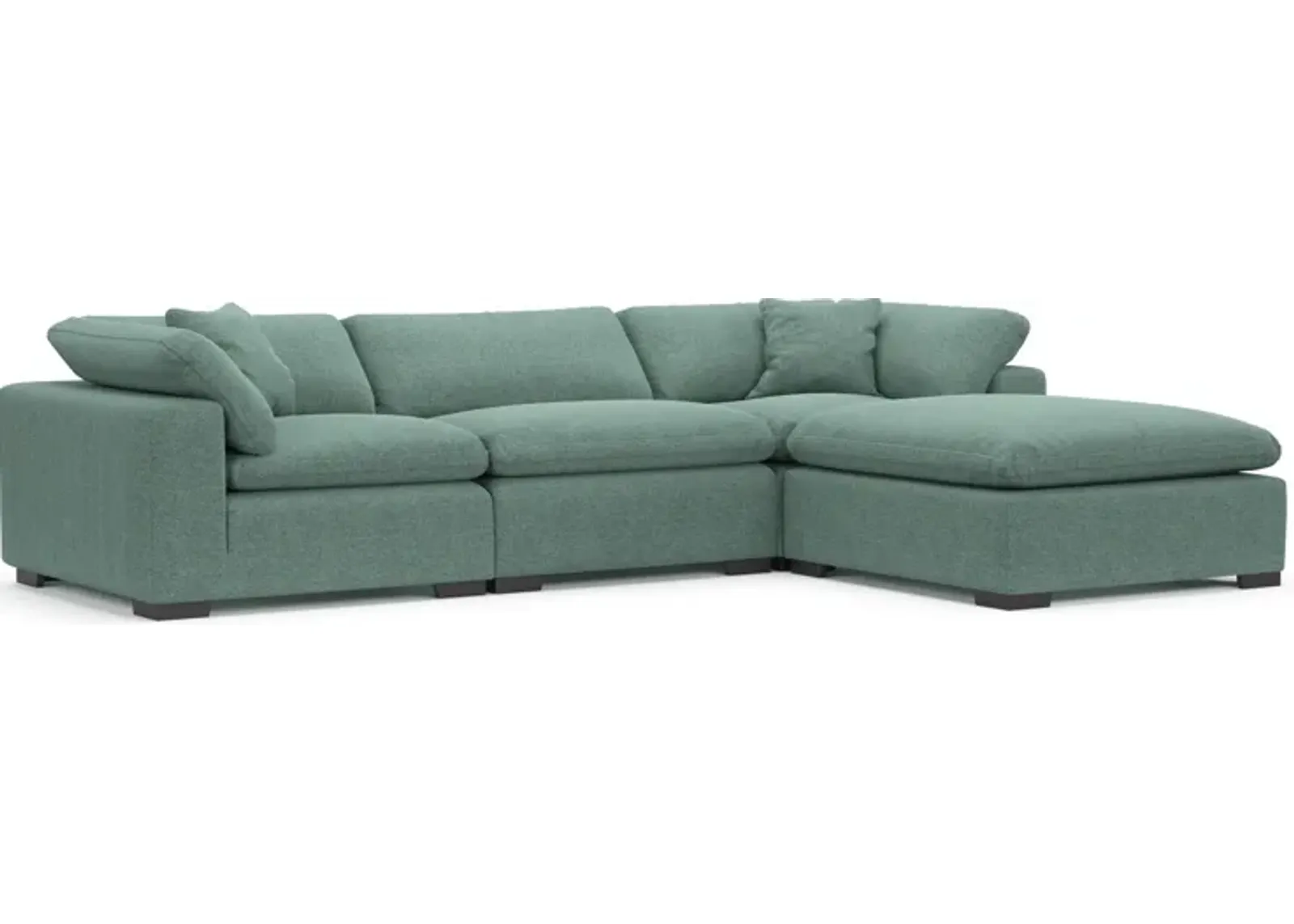 Plush Feathered Comfort Eco Performance Fabric 3-Piece Sofa and Ottoman - Bridger Jade