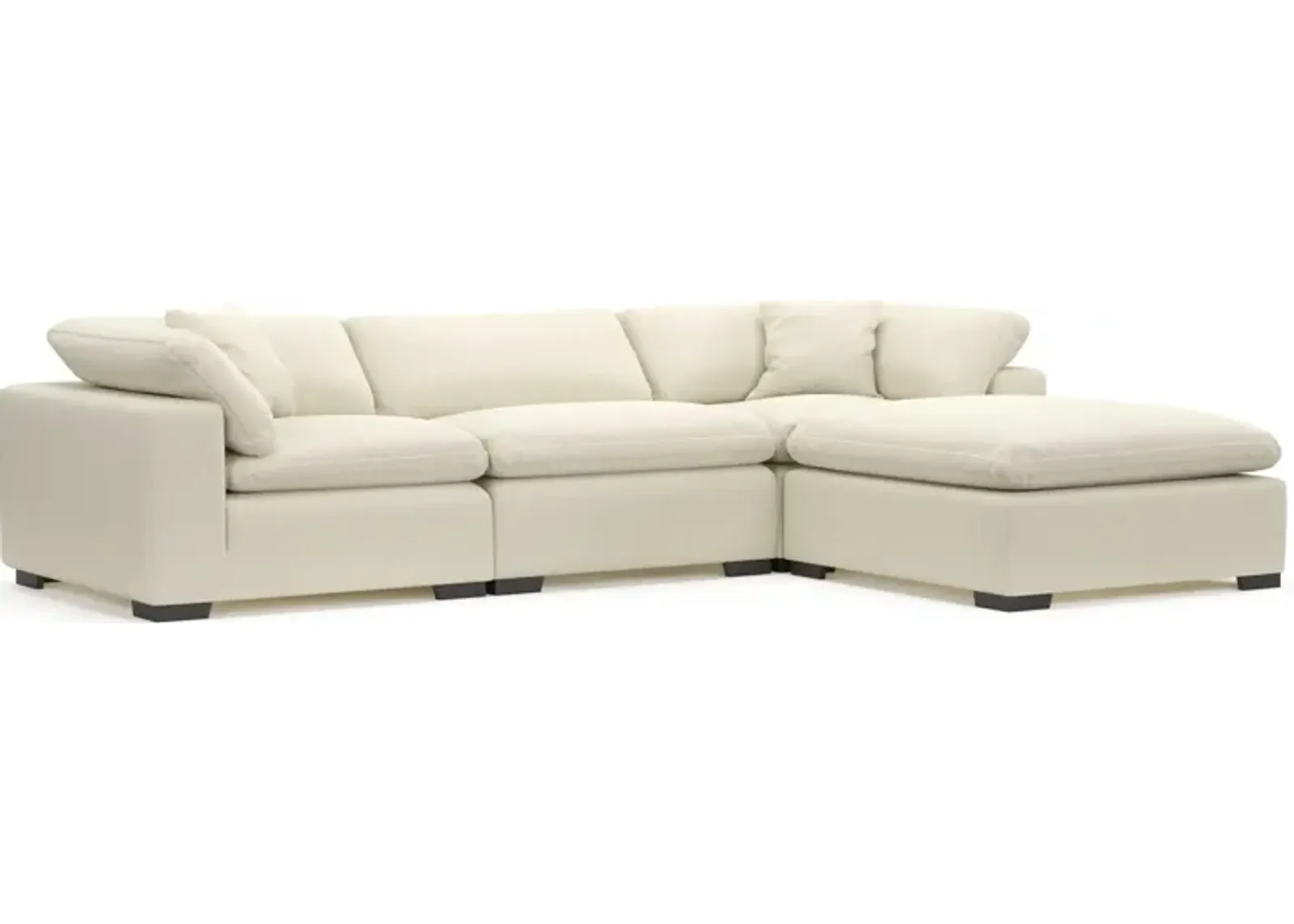 Plush Feathered Comfort Eco Performance Fabric 3-Piece Sofa and Ottoman - Fincher Ivory