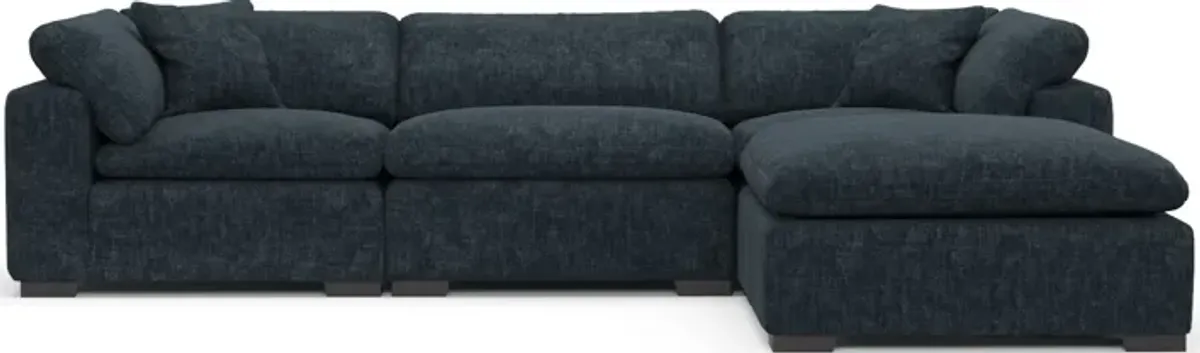 Plush Feathered Comfort Eco Performance Fabric 3-Piece Sofa and Ottoman - Argo Navy