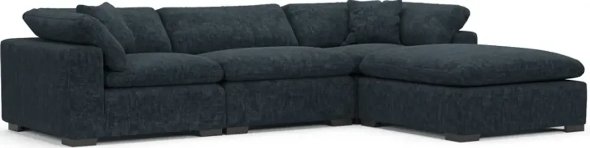 Plush Feathered Comfort Eco Performance Fabric 3-Piece Sofa and Ottoman - Argo Navy