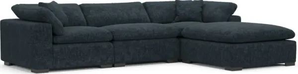 Plush Feathered Comfort Eco Performance Fabric 3-Piece Sofa and Ottoman - Argo Navy