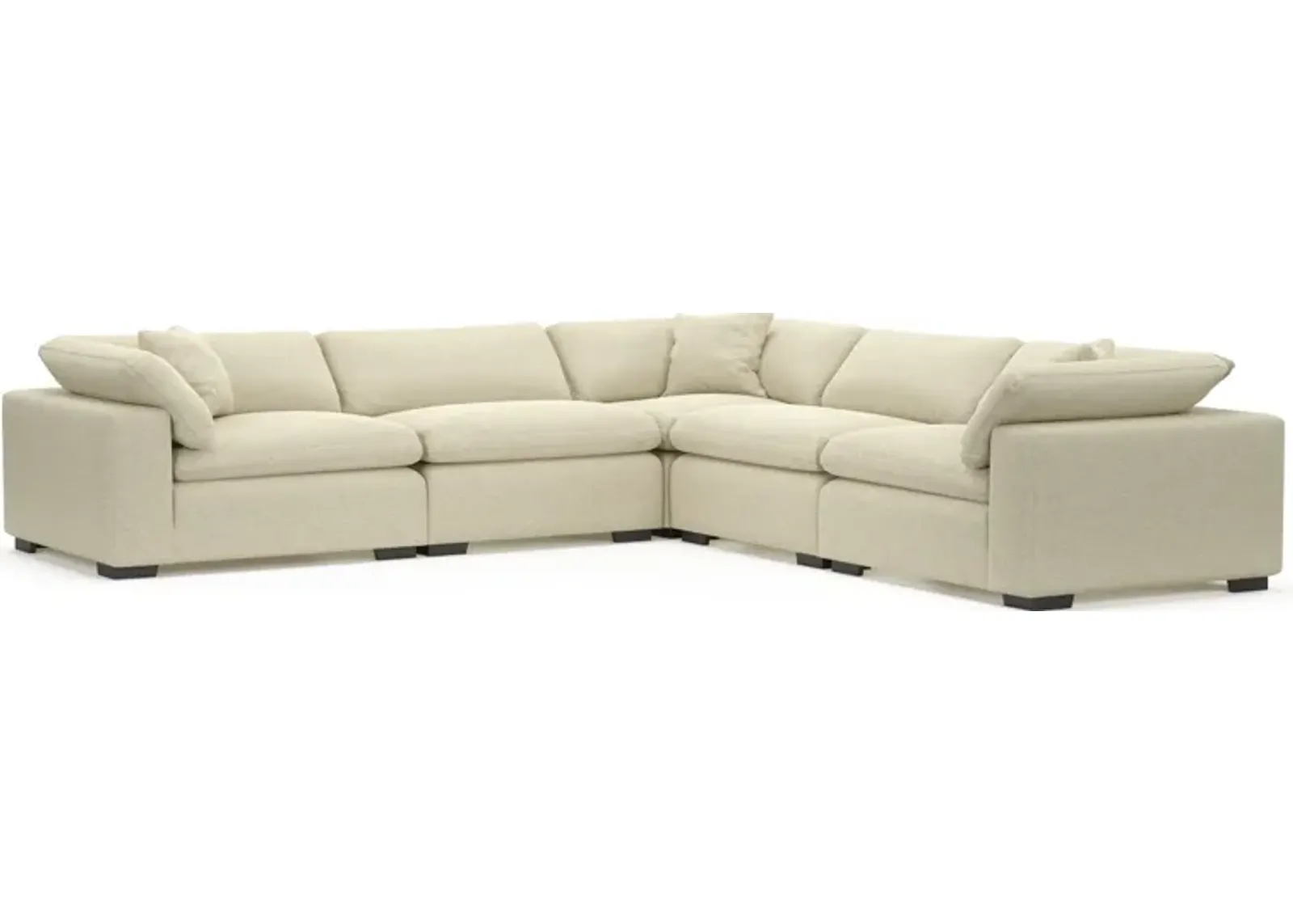 Plush Feathered Comfort Eco Performance Fabric 5-Piece Sectional - Bridger Shell