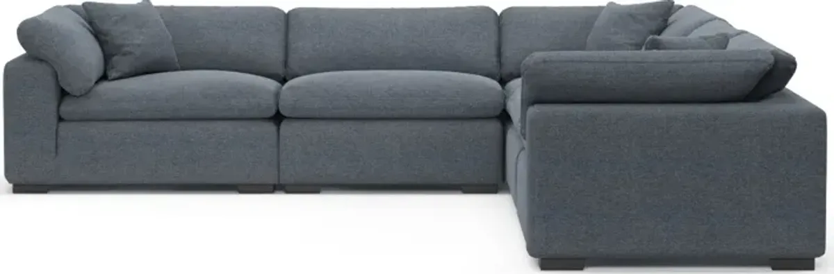 Plush Feathered Comfort Eco Performance Fabric 5-Piece Sectional - Bridger Navy