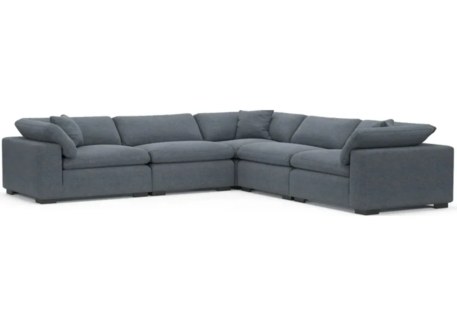 Plush Feathered Comfort Eco Performance Fabric 5-Piece Sectional - Bridger Navy