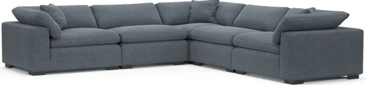 Plush Feathered Comfort Eco Performance Fabric 5-Piece Sectional - Bridger Navy