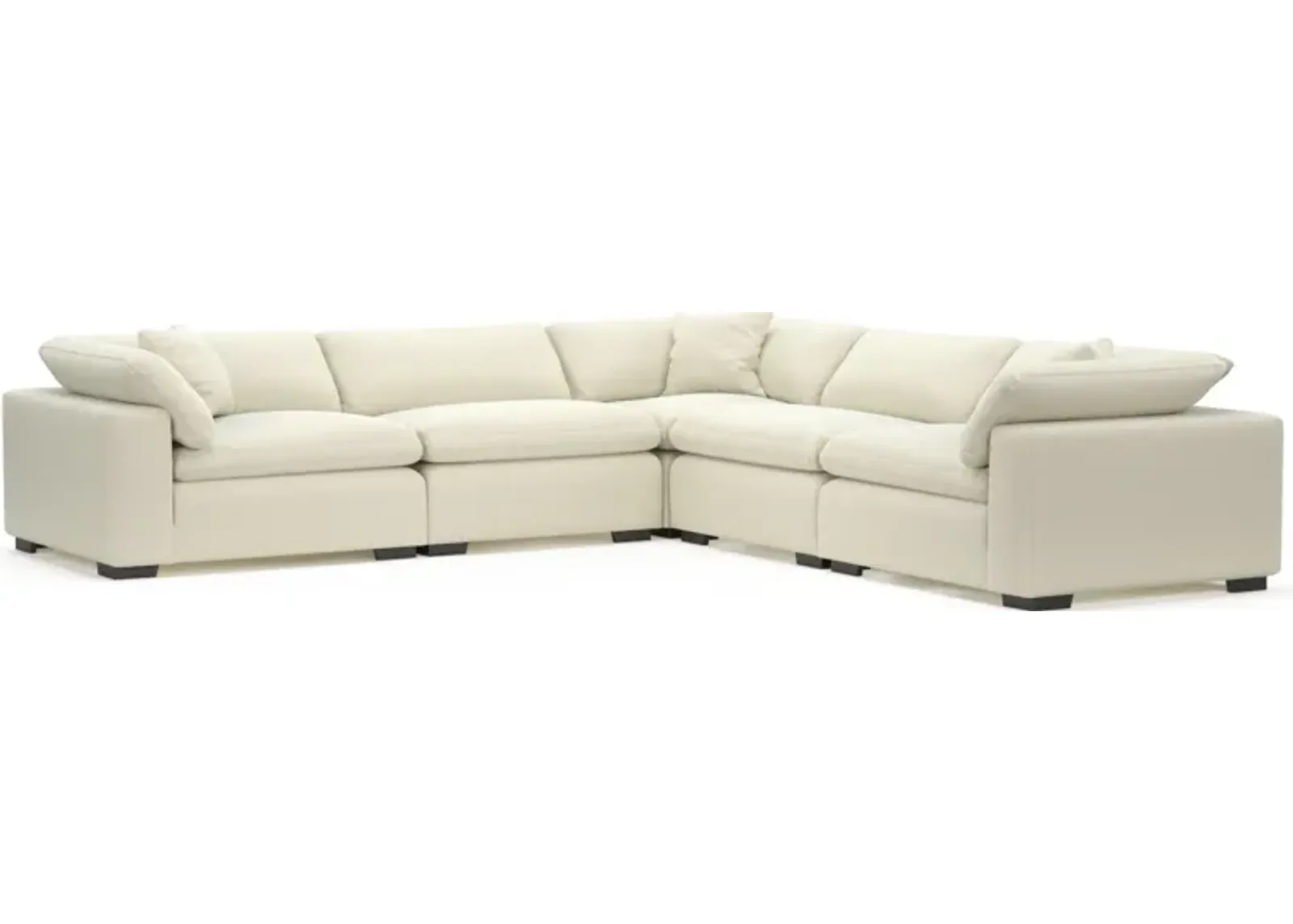 Plush Feathered Comfort Eco Performance Fabric 5-Piece Sectional - Fincher Ivory