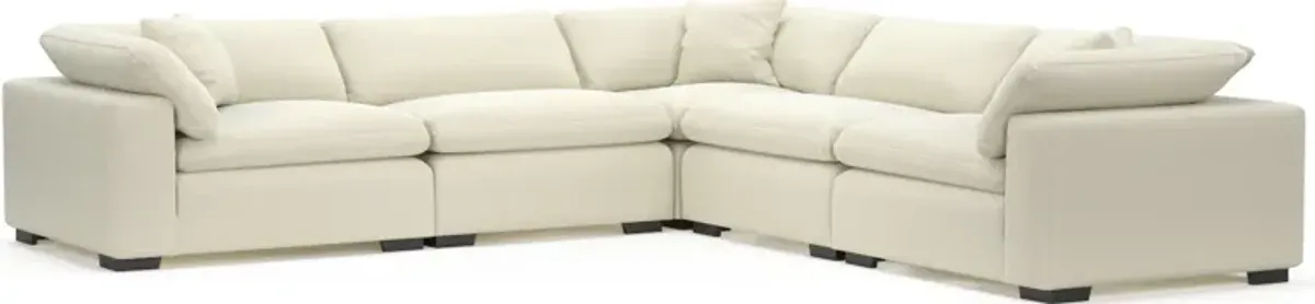 Plush Feathered Comfort Eco Performance Fabric 5-Piece Sectional - Fincher Ivory