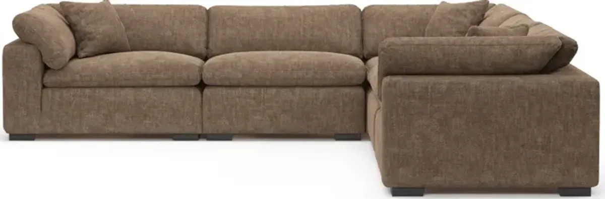 Plush Feathered Comfort Eco Performance Fabric 5-Piece Sectional - Argo Java