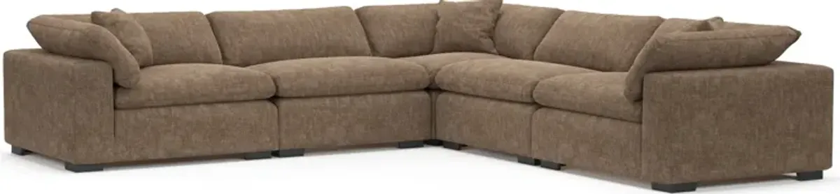 Plush Feathered Comfort Eco Performance Fabric 5-Piece Sectional - Argo Java