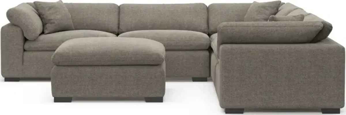 Plush Feathered Comfort Eco Performance Fabric 5-Piece Sectional and Ottoman - Bridger Metal