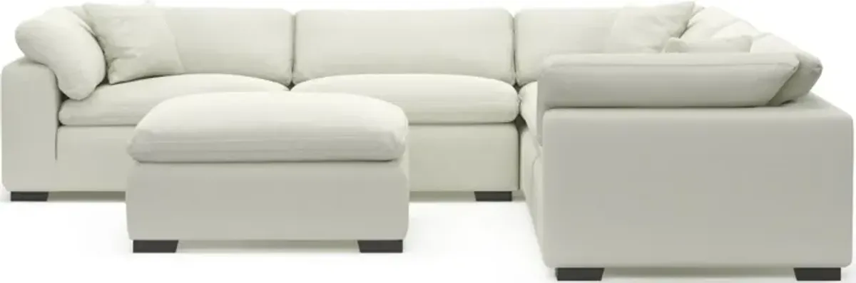 Plush Feathered Comfort Eco Performance Fabric 5-Piece Sectional and Ottoman - Liv Arctic