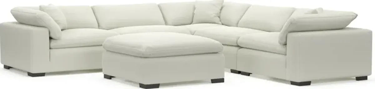 Plush Feathered Comfort Eco Performance Fabric 5-Piece Sectional and Ottoman - Liv Arctic