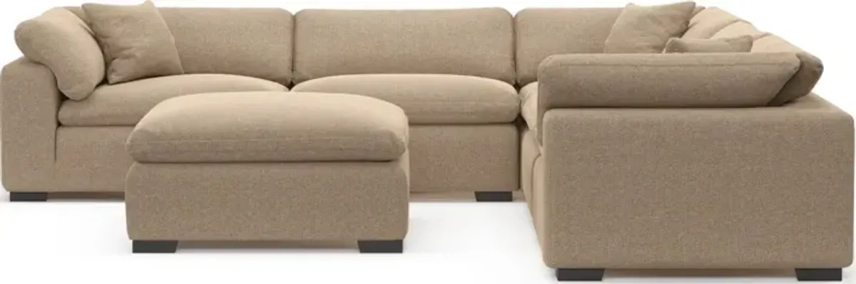 Plush Feathered Comfort Eco Performance Fabric 5-Piece Sectional and Ottoman - Liv Wicker