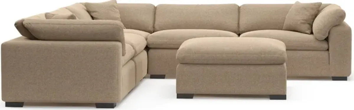 Plush Feathered Comfort Eco Performance Fabric 5-Piece Sectional and Ottoman - Liv Wicker