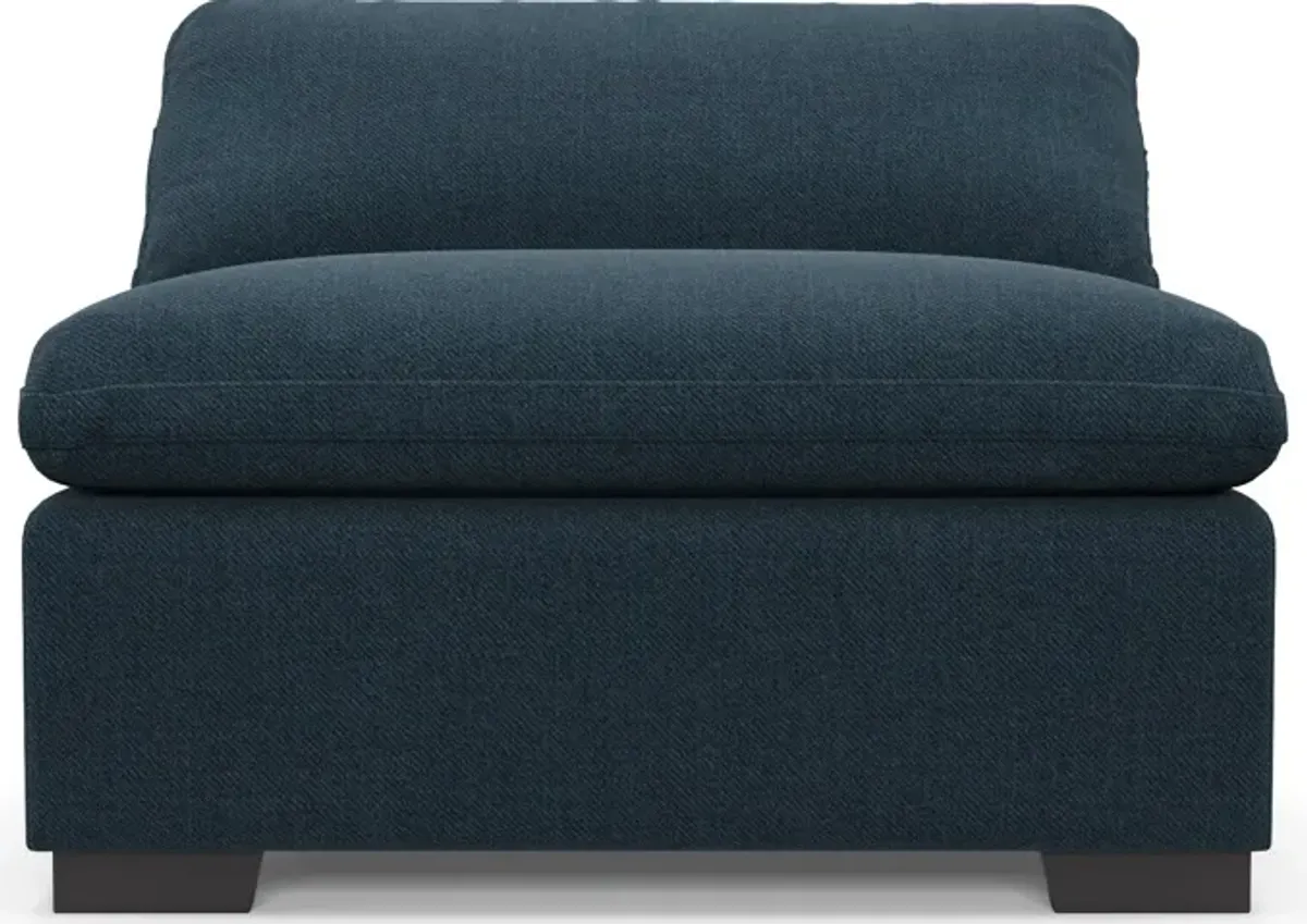 Plush Feathered Comfort Eco Performance Fabric Armless Chair - Broderick Indigo