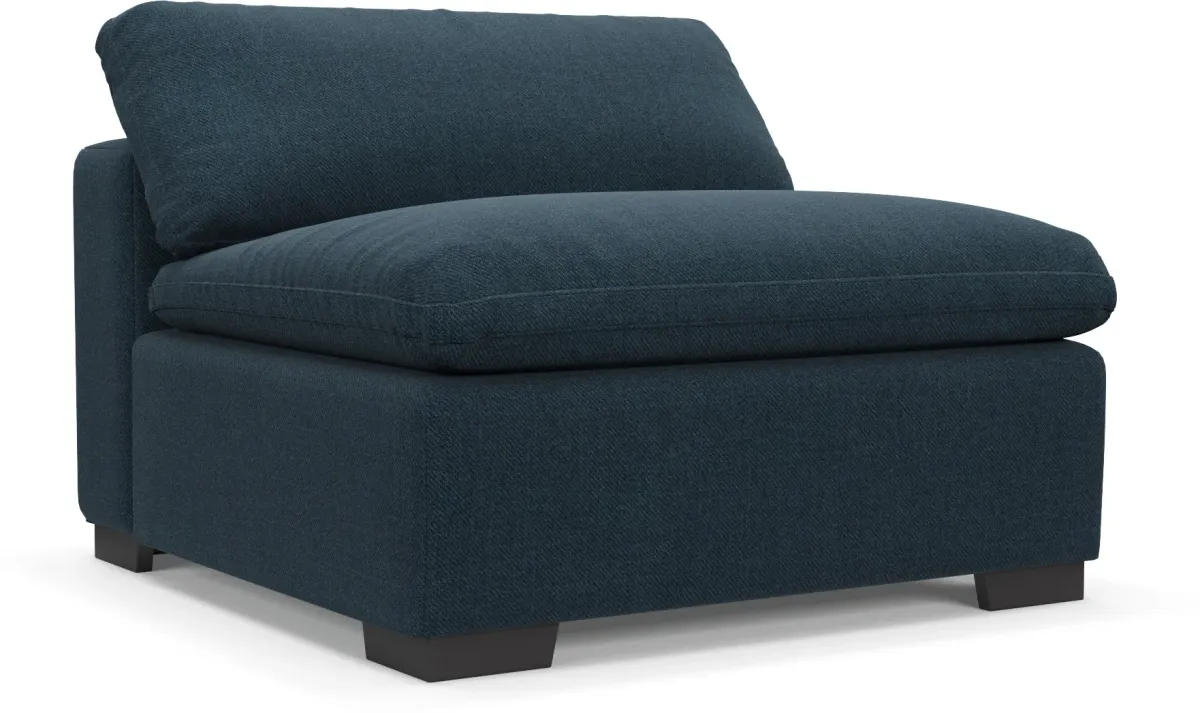 Plush Feathered Comfort Eco Performance Fabric Armless Chair - Broderick Indigo