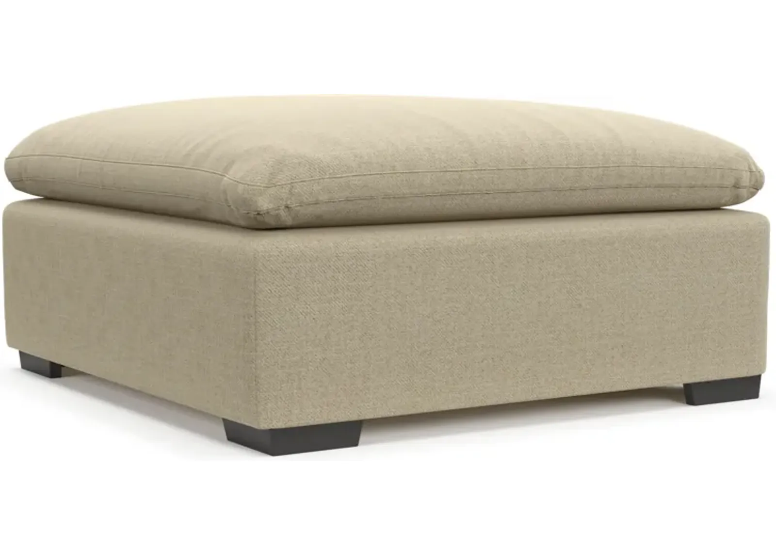 Plush Feathered Comfort Eco Performance Fabric Ottoman - Broderick Sand