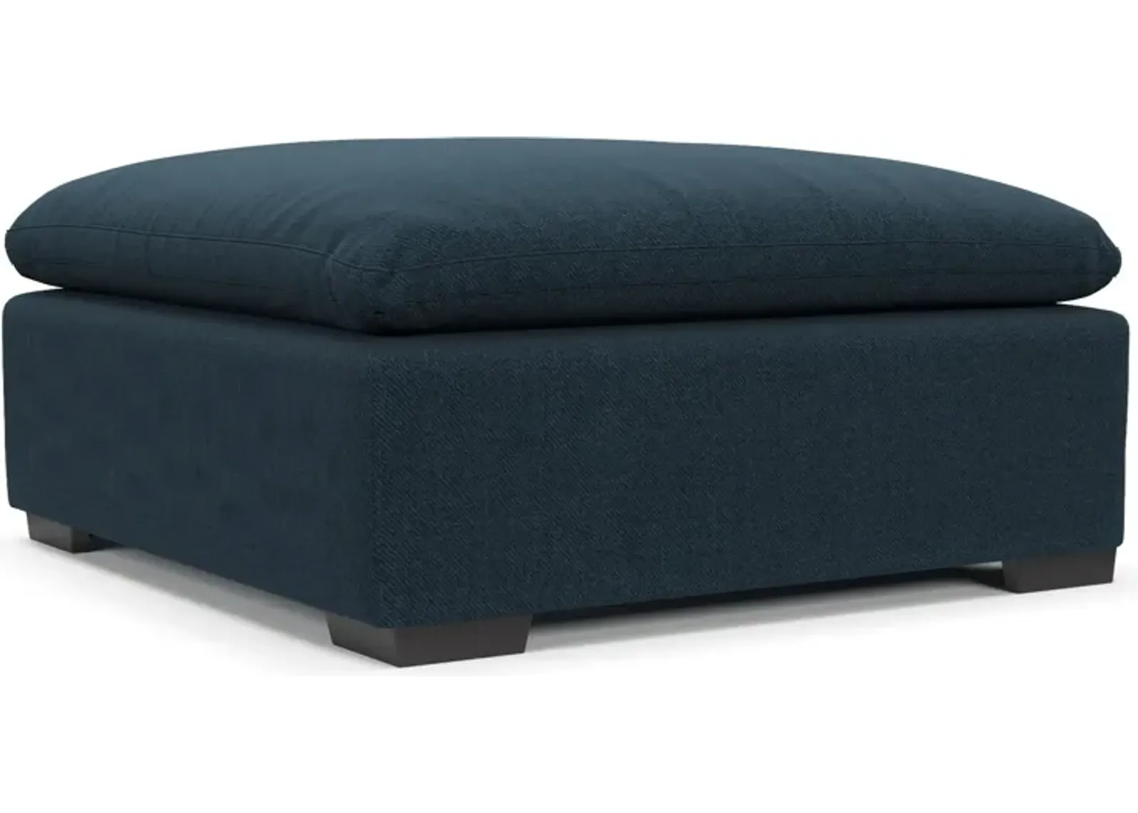 Plush Feathered Comfort Eco Performance Fabric Ottoman - Broderick Indigo