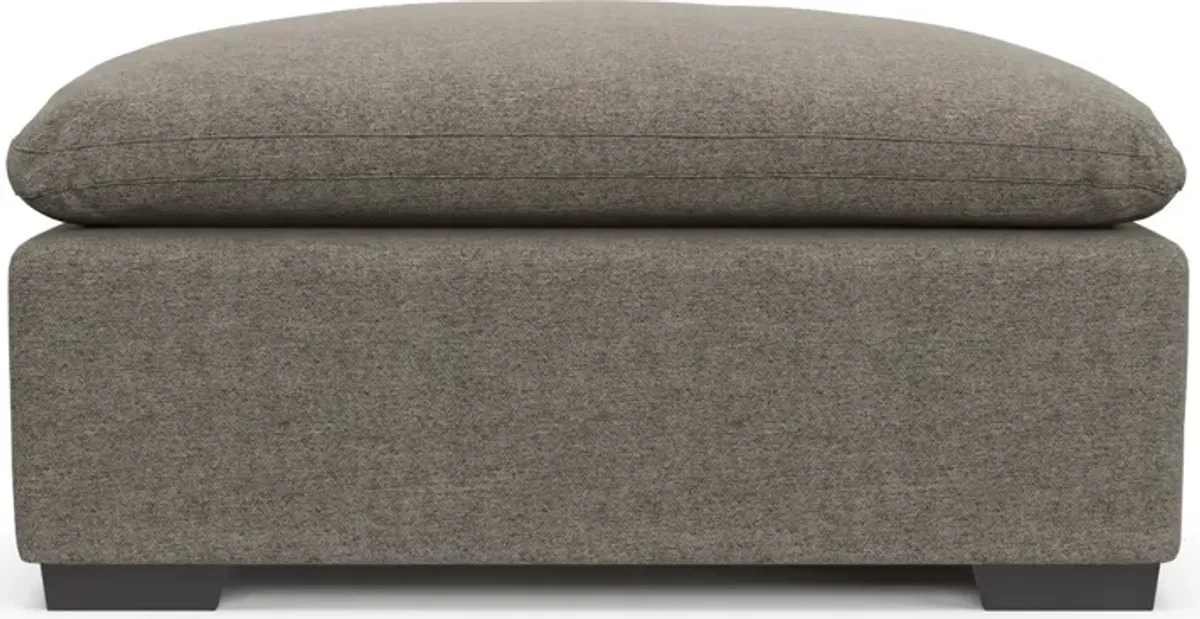 Plush Feathered Comfort Eco Performance Fabric Ottoman - Bridger Metal