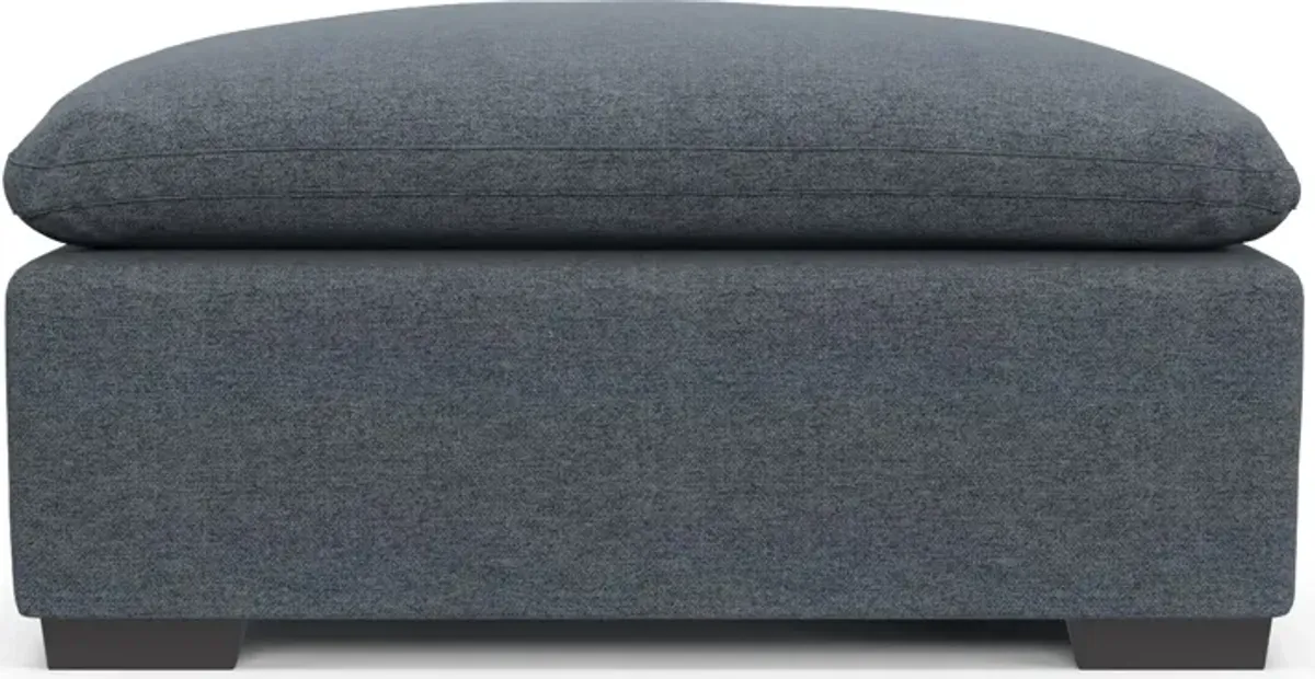 Plush Feathered Comfort Eco Performance Fabric Ottoman - Bridger Navy