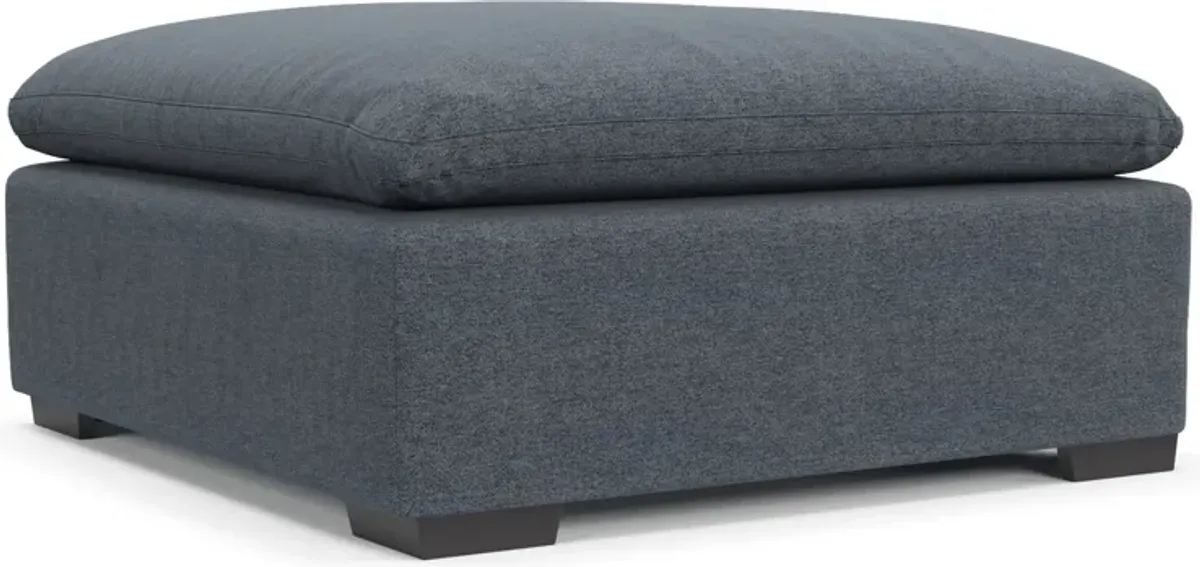 Plush Feathered Comfort Eco Performance Fabric Ottoman - Bridger Navy