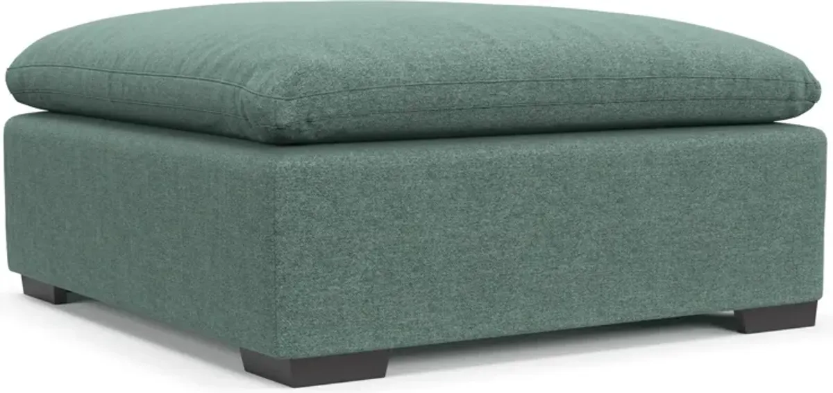 Plush Feathered Comfort Eco Performance Fabric Ottoman - Bridger Jade