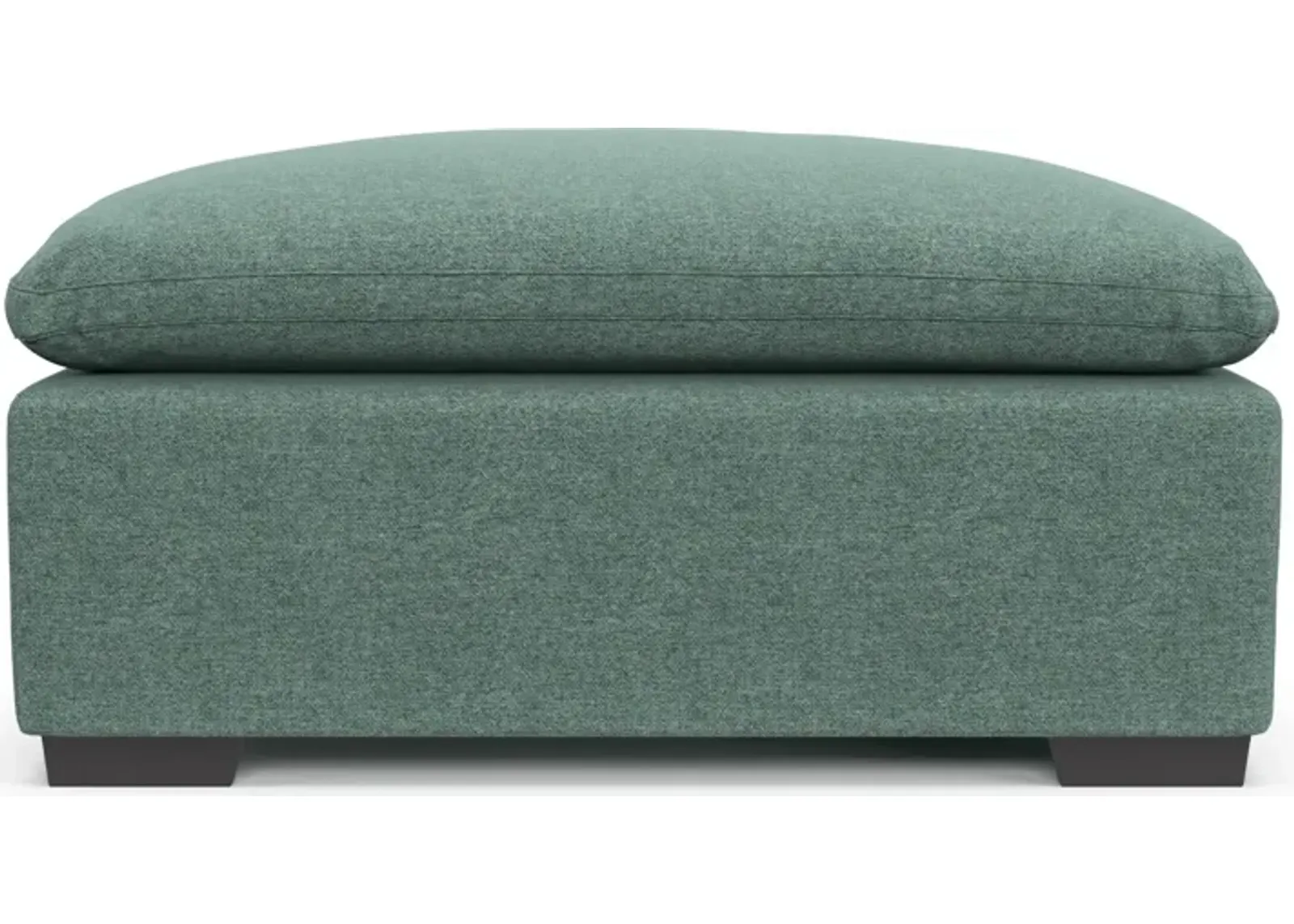 Plush Feathered Comfort Eco Performance Fabric Ottoman - Bridger Jade