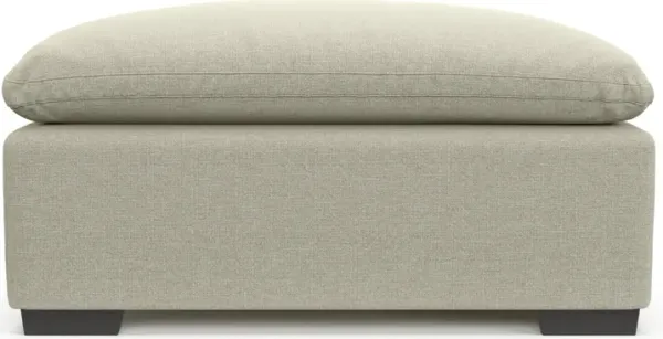 Plush Feathered Comfort Eco Performance Fabric Ottoman - Liv Dove