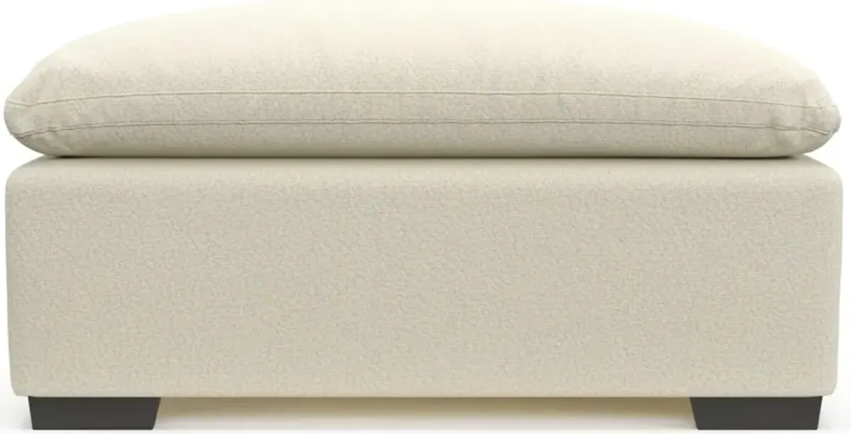 Plush Feathered Comfort Eco Performance Fabric Ottoman - Fincher Ivory