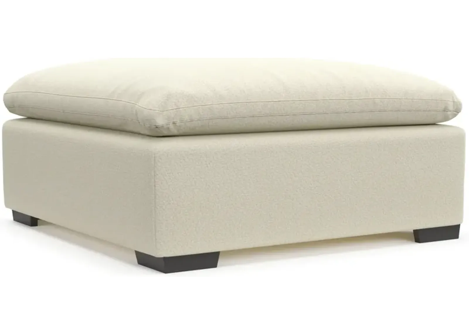 Plush Feathered Comfort Eco Performance Fabric Ottoman - Fincher Ivory