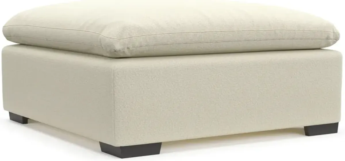 Plush Feathered Comfort Eco Performance Fabric Ottoman - Fincher Ivory