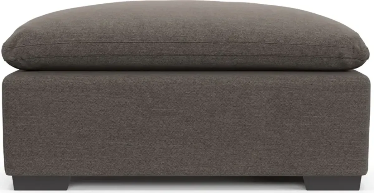 Plush Feathered Comfort Eco Performance Fabric Ottoman - Presidio Steel