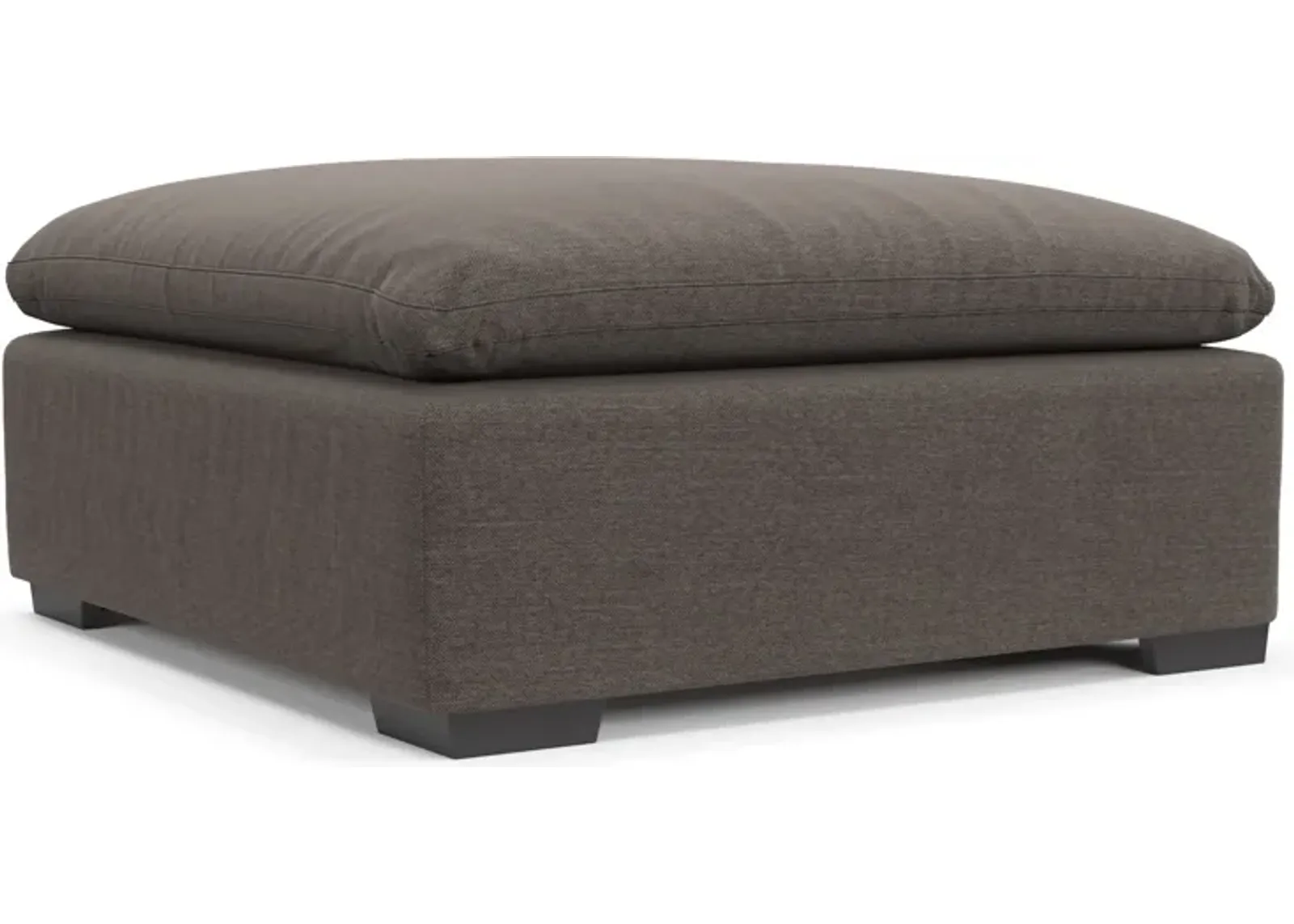 Plush Feathered Comfort Eco Performance Fabric Ottoman - Presidio Steel