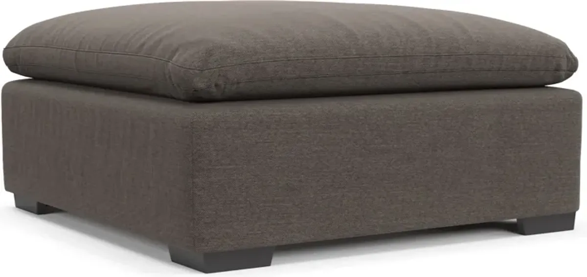 Plush Feathered Comfort Eco Performance Fabric Ottoman - Presidio Steel