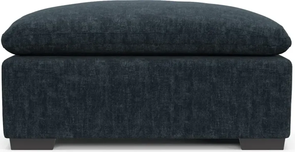 Plush Feathered Comfort Eco Performance Fabric Ottoman - Argo Navy