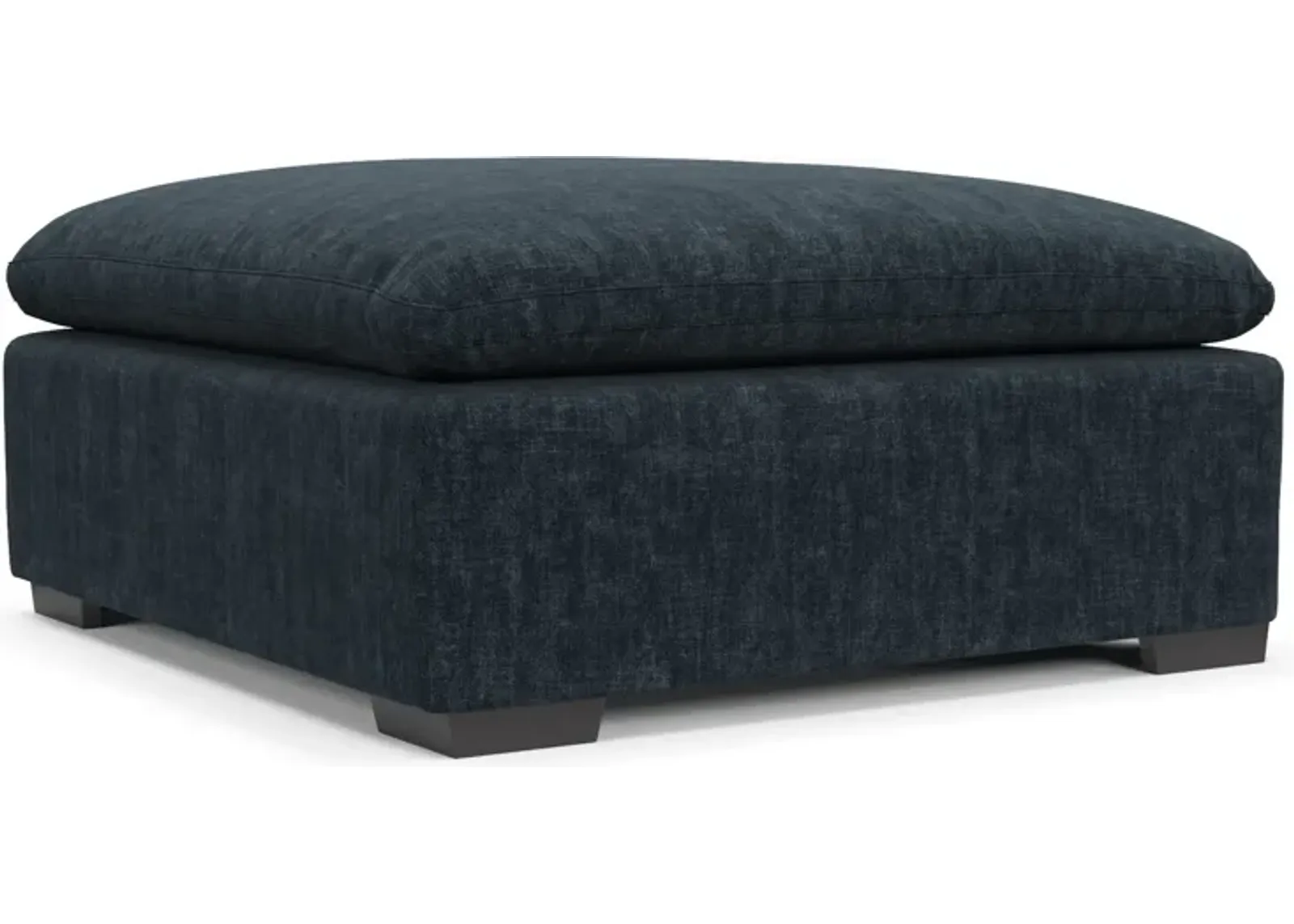 Plush Feathered Comfort Eco Performance Fabric Ottoman - Argo Navy