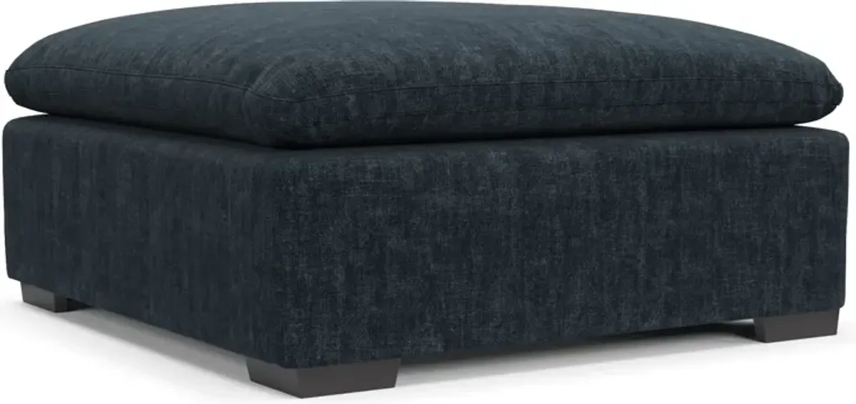 Plush Feathered Comfort Eco Performance Fabric Ottoman - Argo Navy