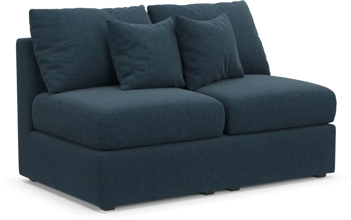 Nest Hybrid Comfort Eco Performance Armless Loveseat - Broderick Indigo