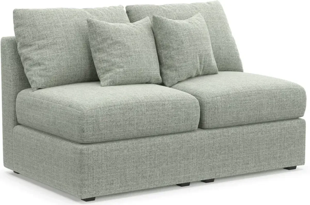 Nest Hybrid Comfort Eco Performance Armless Loveseat - Broderick Sea Glass