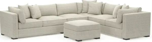 Abington 4-Piece Foam Comfort Sectional and Ottoman - Merino Chalk