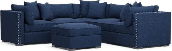 Abington Foam Comfort 3-Piece Sectional and Ottoman - Oslo Navy