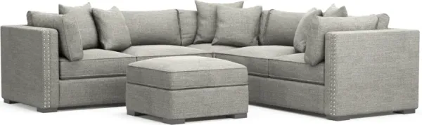 Abington Foam Comfort 3-Piece Sectional and Ottoman - Pandora Pepper
