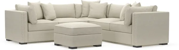 Abington Foam Comfort 3-Piece Sectional and Ottoman- Curious Pearl
