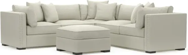 Abington Foam Comfort 3-Piece Sectional and Ottoman- Anders Ivory