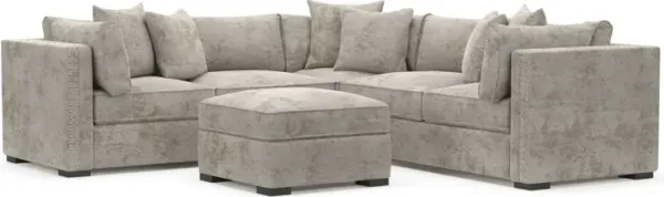 Abington Foam Comfort 3-Piece Sectional and Ottoman- Hearth Cement
