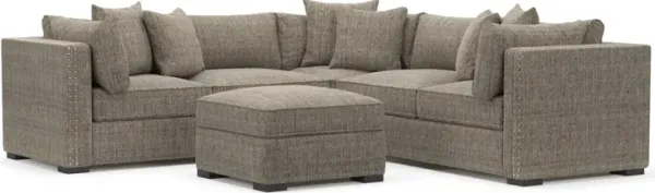 Abington Foam Comfort 3-Piece Sectional and Ottoman- Mason Flint